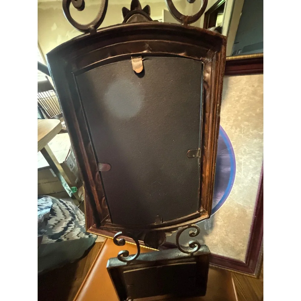 Vintage Bronze Tiered Wall Mirror 3-Frame Ornate Scrollwork Victorian Decor